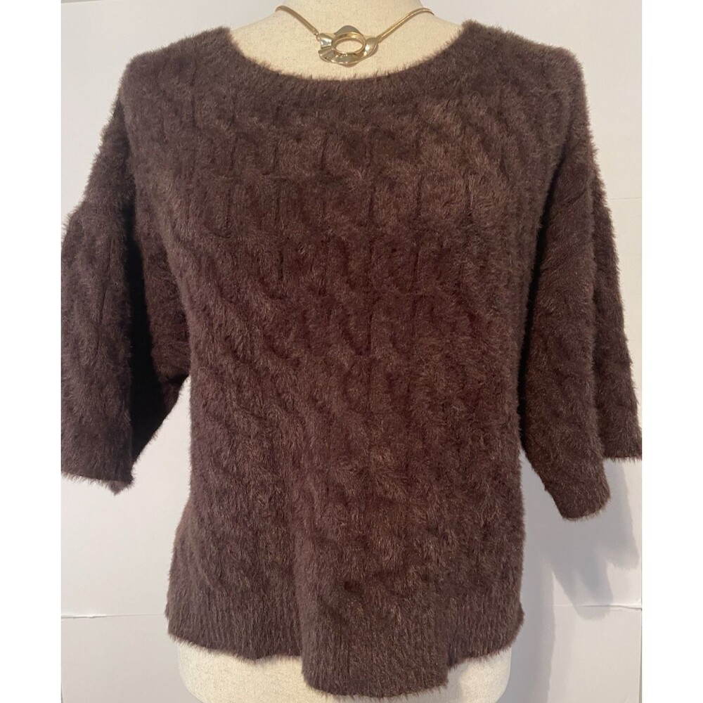 Cyrus womens chocolate round neck SUPER SOFT sweater sz M #cottage #fairy